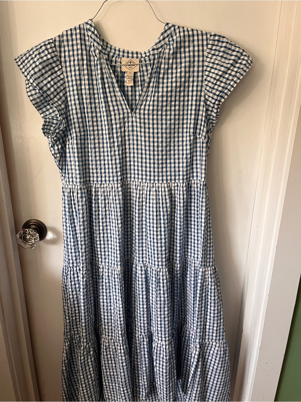 St. John's Bay Blue and White Gingham Tiered Kids Dress